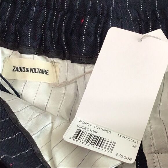 Zadig & Voltaire Navy Myrtille Porta Stripes Pull-On Pants New With Tag Size 38 - Picture 12 of 13